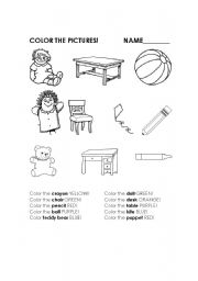 English worksheet: Color The Picture!