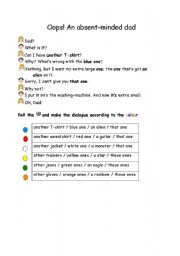 English Worksheet: Oops! An absent-minded dad