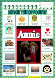 English Worksheet: Song ** The Sun Will Come Out Tomorrow **from the Musical, Annie ** Page 1 of 2 ** Vocabulary that needs to be pre-taught