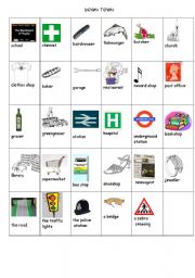 English Worksheet: down town