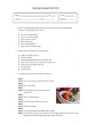 English Worksheet: at the restaurant