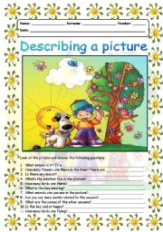 English Worksheet: Describing a picture - Summer