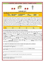 English Worksheet: SCIENTIFIC DEVELOPMENT/GENETICS