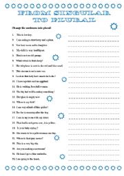 English Worksheet: from singular to plural