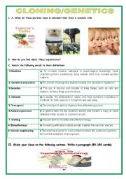 English Worksheet: Conversation/Writing -CLONING/GENETICS