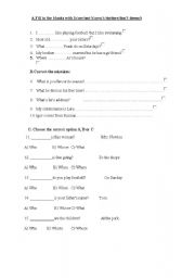 English worksheet: a summarizing test for elementary learners