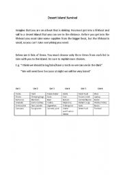 English worksheet: Desert Island Survival