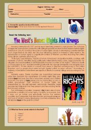 English Worksheet: The Wests human rights and wrongs