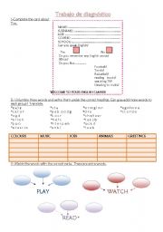 English worksheet: Trabajo de diagnstico