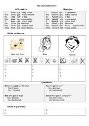 English Worksheet: The verb HAVE GOT