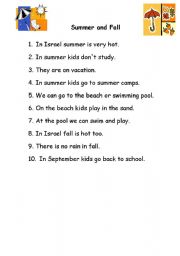 English worksheet: Summer vs. fall