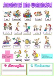 English Worksheet: Strengths and Weaknesses 1 (Answer Key included)