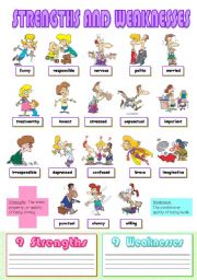English Worksheet: Strengths and Weaknesses 2 (Answer Key included) 