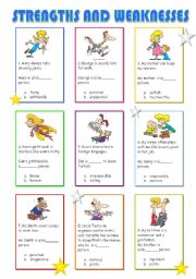 English Worksheet: Strengths and Weaknesses (Answer Key included)