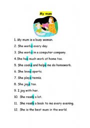 English worksheet: My mum