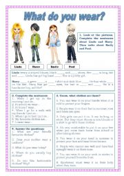 English Worksheet: what do you wear?