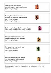 English Worksheet: Dont Worry Be Happy - running dictation activity