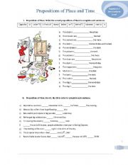 English Worksheet: Prepositions of Place and Time
