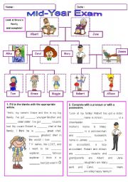 English Worksheet: MID-YEAR EXAM