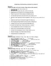 English Worksheet: Personal Pronouns