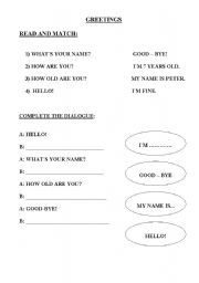 English worksheet: greetings