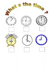 English worksheet: Whats the time,on the hour