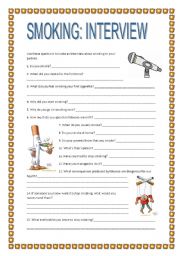 English Worksheet: interview about smoking