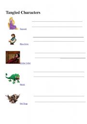 English Worksheet: TANGLED CHARACTERS