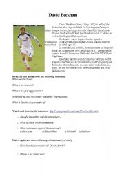 English Worksheet: David Beckham _ Interview