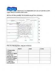 English Worksheet: Dictionary work