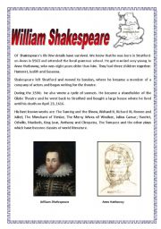 English Worksheet: William Shakespeare