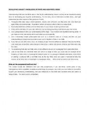 English Worksheet: DEVELOPING SUBJECT KNOWLEDGE OF FINITE AND NON-FINITE VERBS