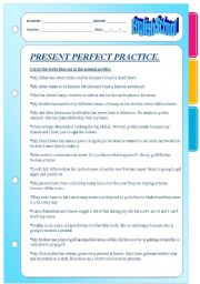 English Worksheet: Present perfect practise. Four pages.