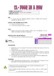 English Worksheet: SPEAKING: FOUR IN A ROW