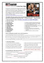 English Worksheet: Greys Anatomy Activity