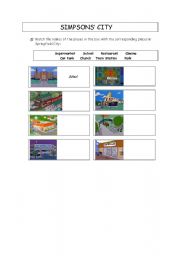 English Worksheet: Simpsons City (Places in Town)