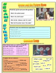 English Worksheet: At the restaurant - Sesame Street