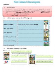 English Worksheet: Present continuous for future arrangements