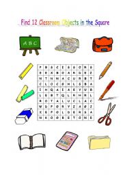 English worksheet: Classroom Objects