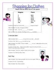 English Worksheet: Shopping for Clothes