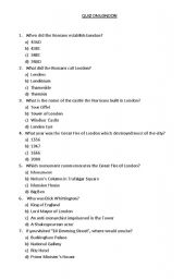 English Worksheet: London quizz