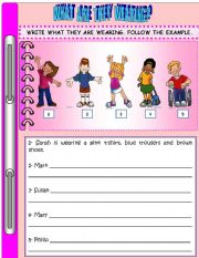 English Worksheet: WHAT ARE THEY WEARING?