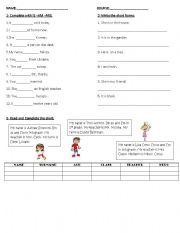 English Worksheet: Verb To be