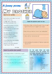 A funny poem: my brother - ESL worksheet by Zmarques