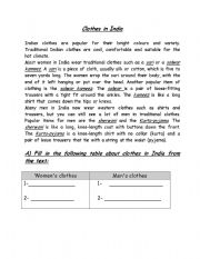 English Worksheet: clothes in India