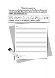 English Worksheet: a letter applying for a job