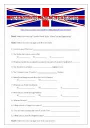English Worksheet: London Travel Guide video Clip 