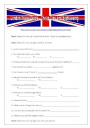 English Worksheet: London Travel Guide video Clip 