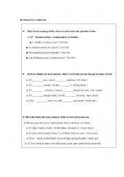 English worksheet: 1st conditional