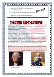 English Worksheet: The stars and stripes on the American Flag